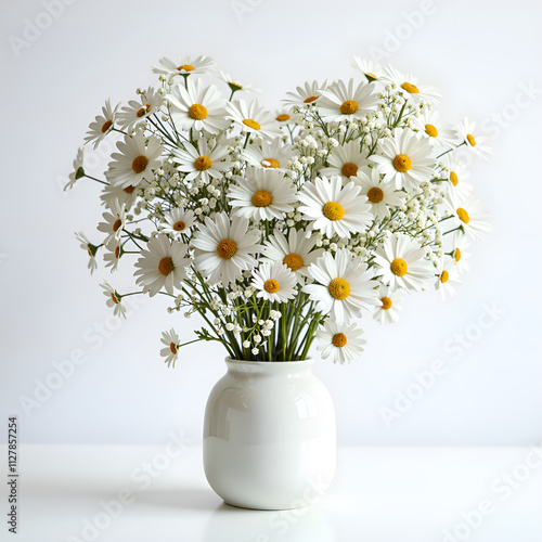 Wallpaper Mural A beautiful arrangement of white daisies in a simple ceramic vase on a clean background, photography of still life concept. Torontodigital.ca