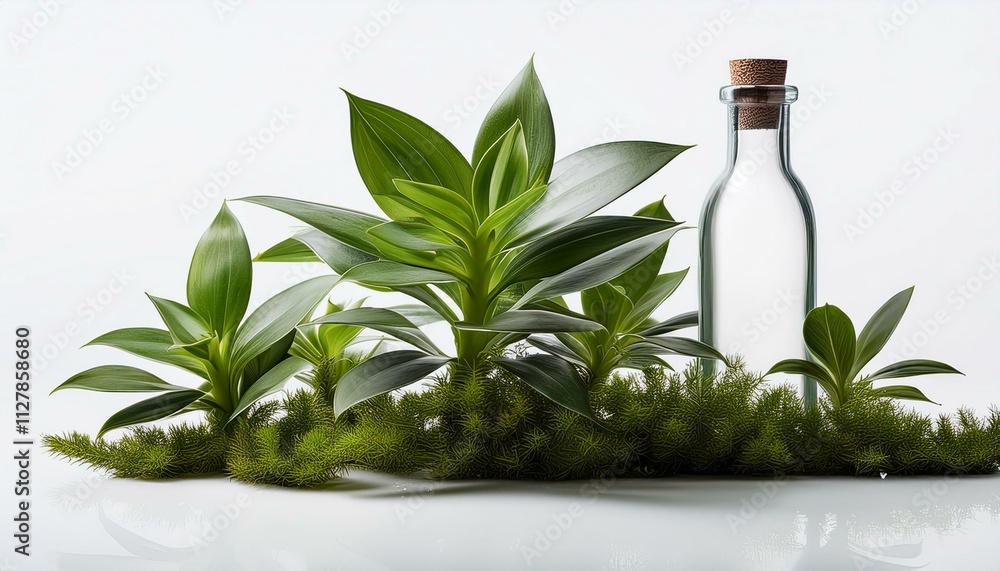 Bottle plant on isolated white background. bottle of wine with a leaf Bottle plant on isolated white background. bottle of wine with a leaf