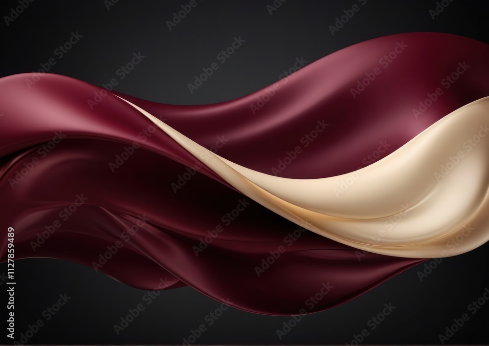 Fototapeta premium Dark Red and Beige corporate design wave. Abstract technology vector background with smooth motion. Maroon and buttercream color 