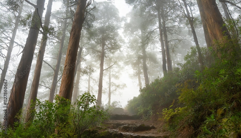 Misty Forest Trails at Dawn: Enigmatic Natural Beauty Misty Forest Trails at Dawn: Enigmatic Natural Beauty