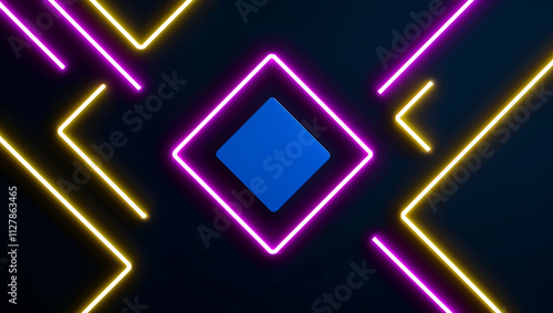 Colorful neon abstract design with geometric shapes and dynamic lines in a captivating display