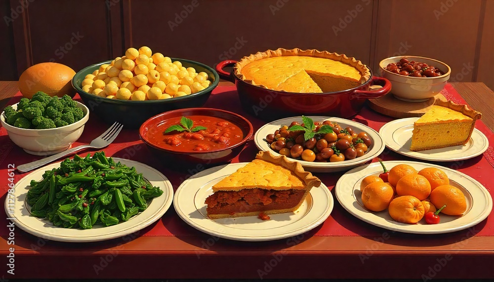 Kwanzaa Feast A Table Rich with Tradition and Flavor Generated by AI. Kwanzaa Feast A Table Rich with Tradition and Flavor Generated by AI.