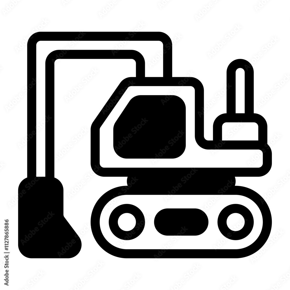 Excavator glyph icon Excavator glyph icon