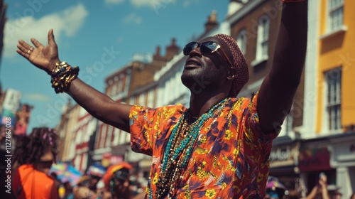 Vibrant Individual Celebrating at Notting Hill Carnival Parade in London