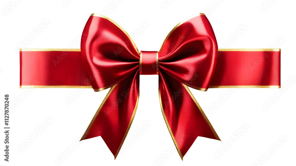 Fototapeta premium red ribbon and bow with gold isolated against transparent background