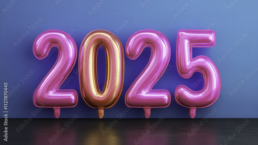 2025 balloons in vibrant colors against blue background, creating festive atmosphere for celebrations and events. Perfect for New Year or milestone parties 2025 balloons in vibrant colors against blue background, creating festive atmosphere for celebrations and events. Perfect for New Year or milestone parties