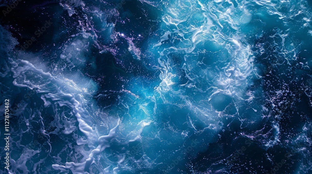White Foam and Bubbles on Deep Blue Water White Foam and Bubbles on Deep Blue Water