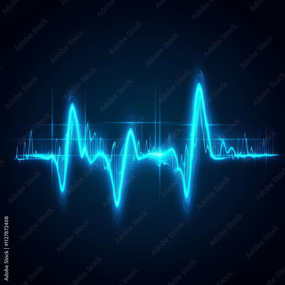 Minimalistic Heart Rate Scanner with Glowing Blue Lines Minimalistic Heart Rate Scanner with Glowing Blue Lines