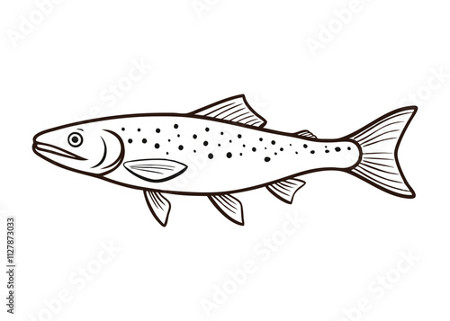 A detailed coloring page of a trout fish, showcasing intricate patterns, scales, and fins. Perfect for kids and adults who enjoy nature-themed artistic activities.