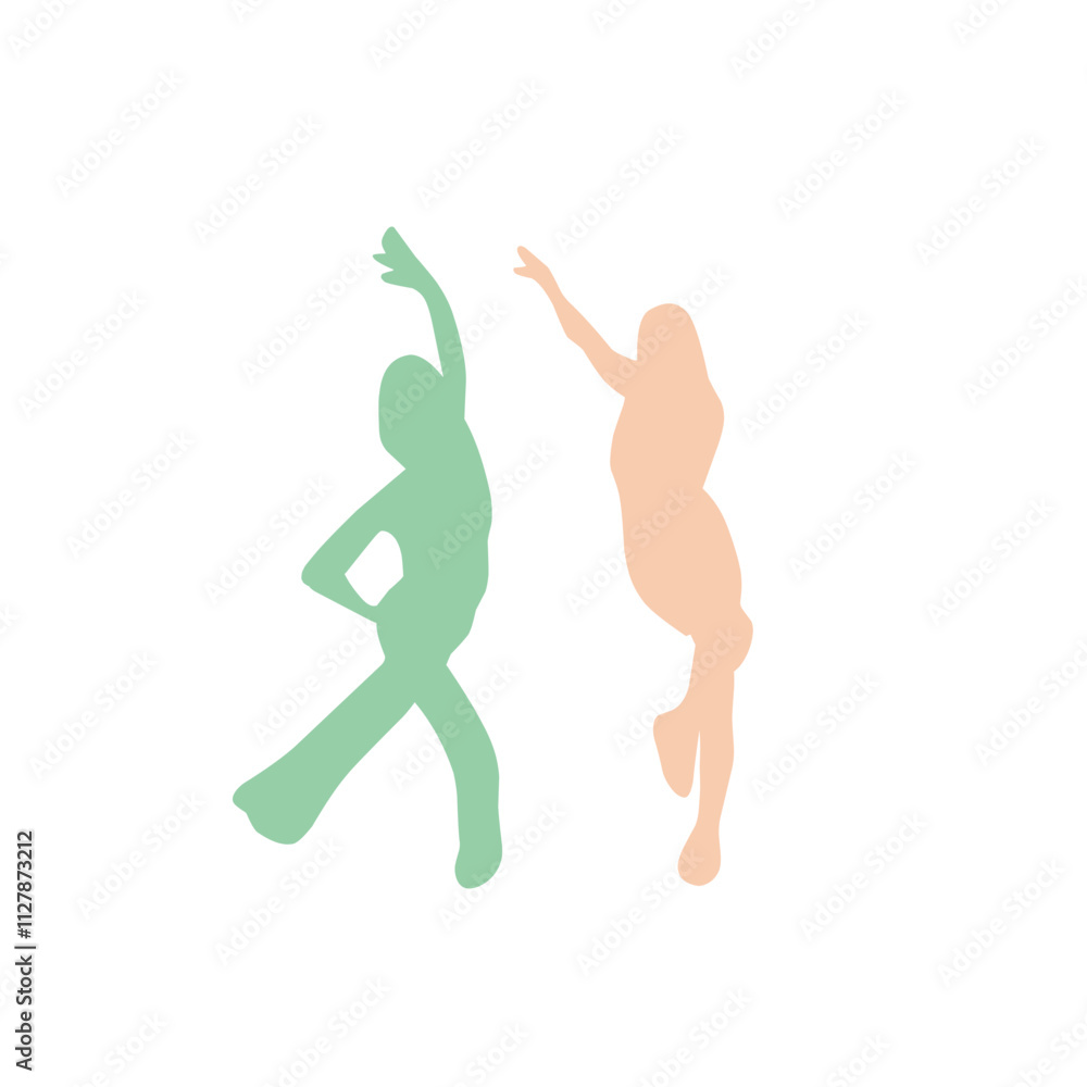 Dancing people color silhouette Dancing people color silhouette