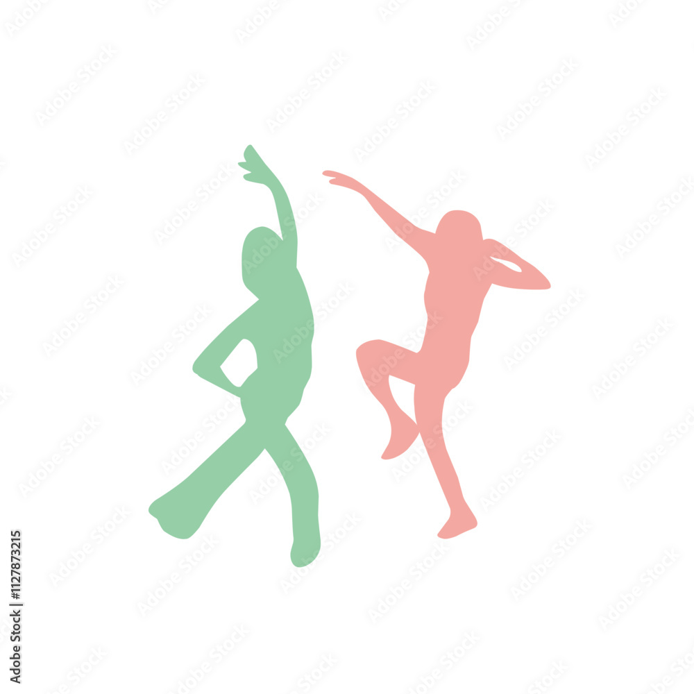 Dancing people color silhouette Dancing people color silhouette