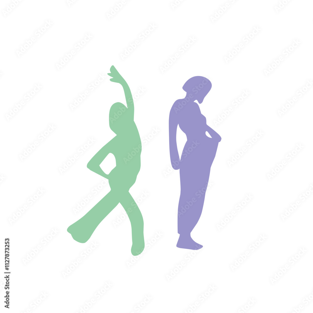 Dancing people color silhouette Dancing people color silhouette