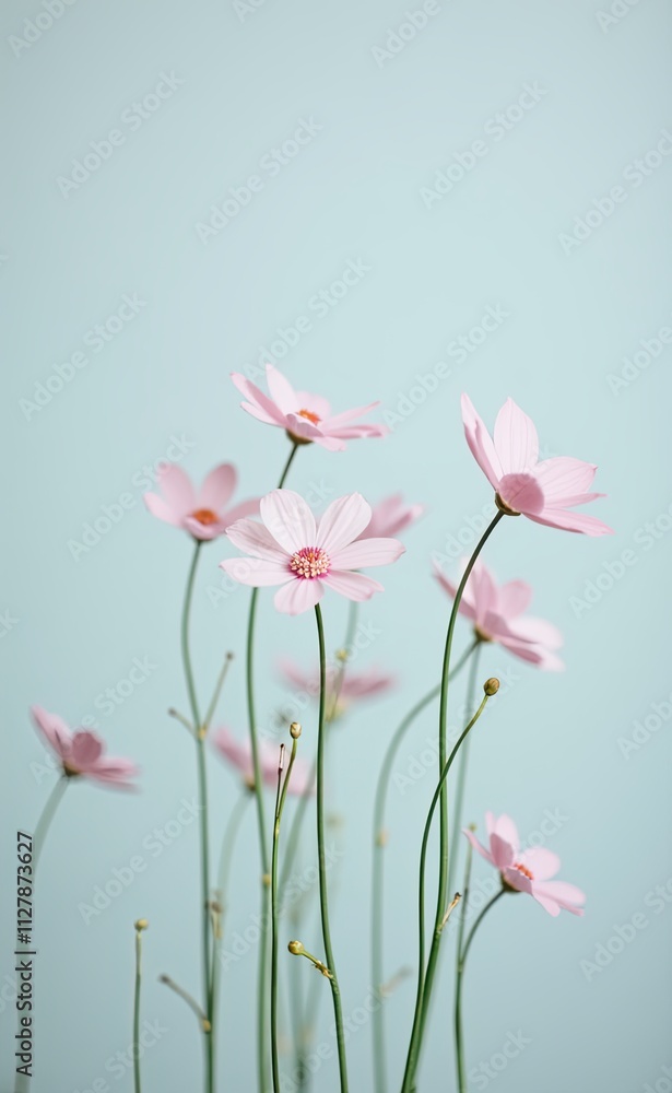 Fototapeta premium A cluster of delicate pink flowers arranged against a soft background.