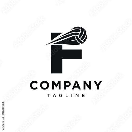 Letter F VolleyBall Logo Icon Vector