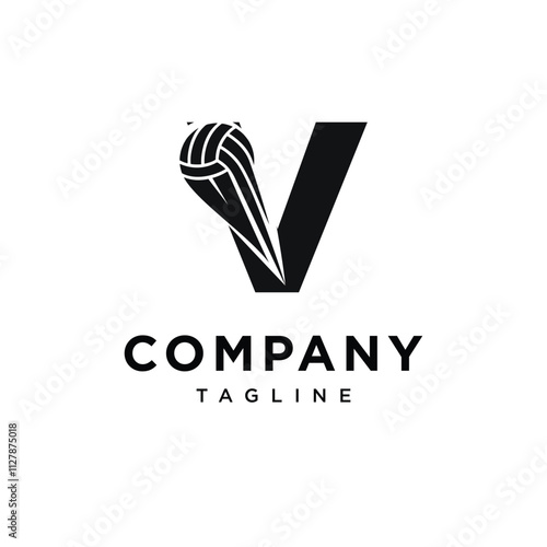 Letter V VolleyBall Logo Icon Vector