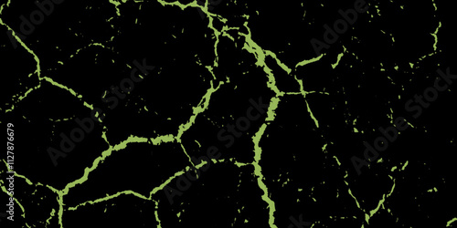 Abstract black natural marble texture background.  Scattered green crack texture isolated on black background. distressed grunge concrete wall texture. abstract vintage of old surface texture bg.