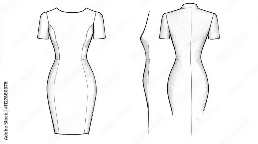 Ultra detailed, photorealistic fashion design sketch of a sleeveless summer dress Ultra detailed, photorealistic fashion design sketch of a sleeveless summer dress