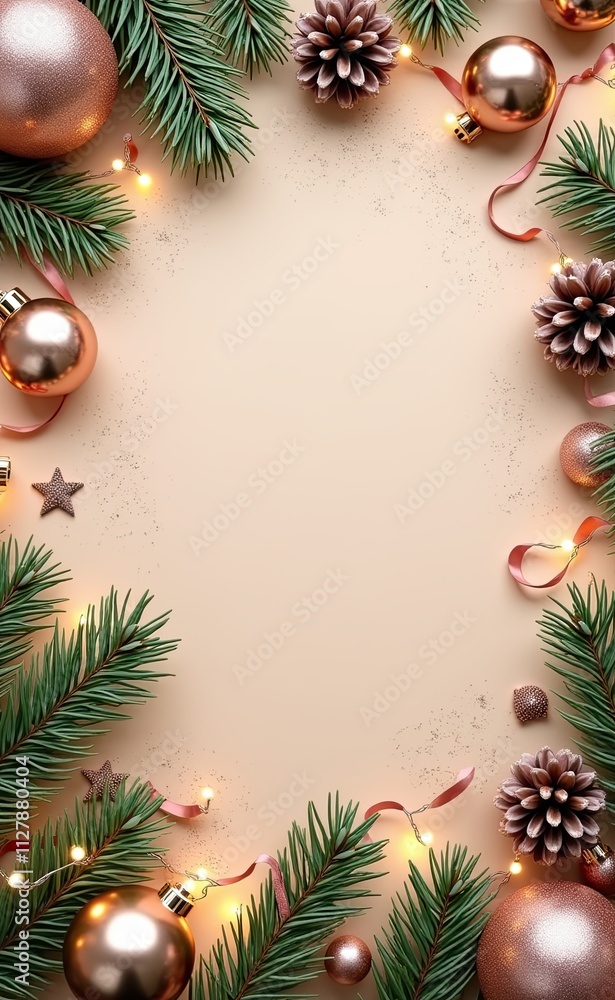 A festive Christmas-themed background with evergreen branches. A festive Christmas-themed background with evergreen branches.