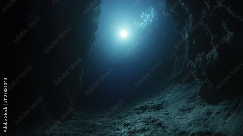 Obraz premium Underwater scene with light filtering through the surface.