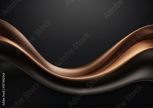 Abstract Metallic Waves: Luxury Brown and Black Texture Art. Used in advertising campaigns for products featuring metallic, bronze, or earthy tones photo