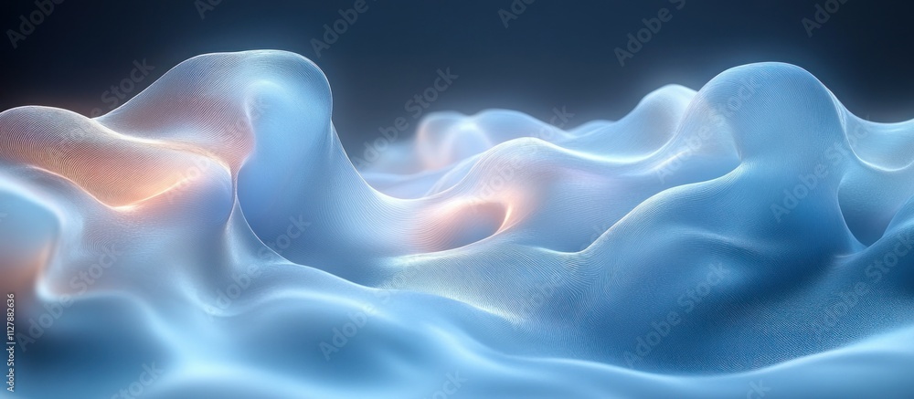 Obraz premium Abstract Flowing Waves Soft Pastel Blue Design Minimalist Sculpture