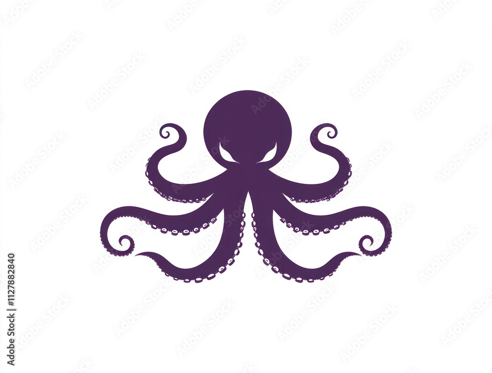 Purple stylized octopus silhouette. Purple stylized octopus silhouette.