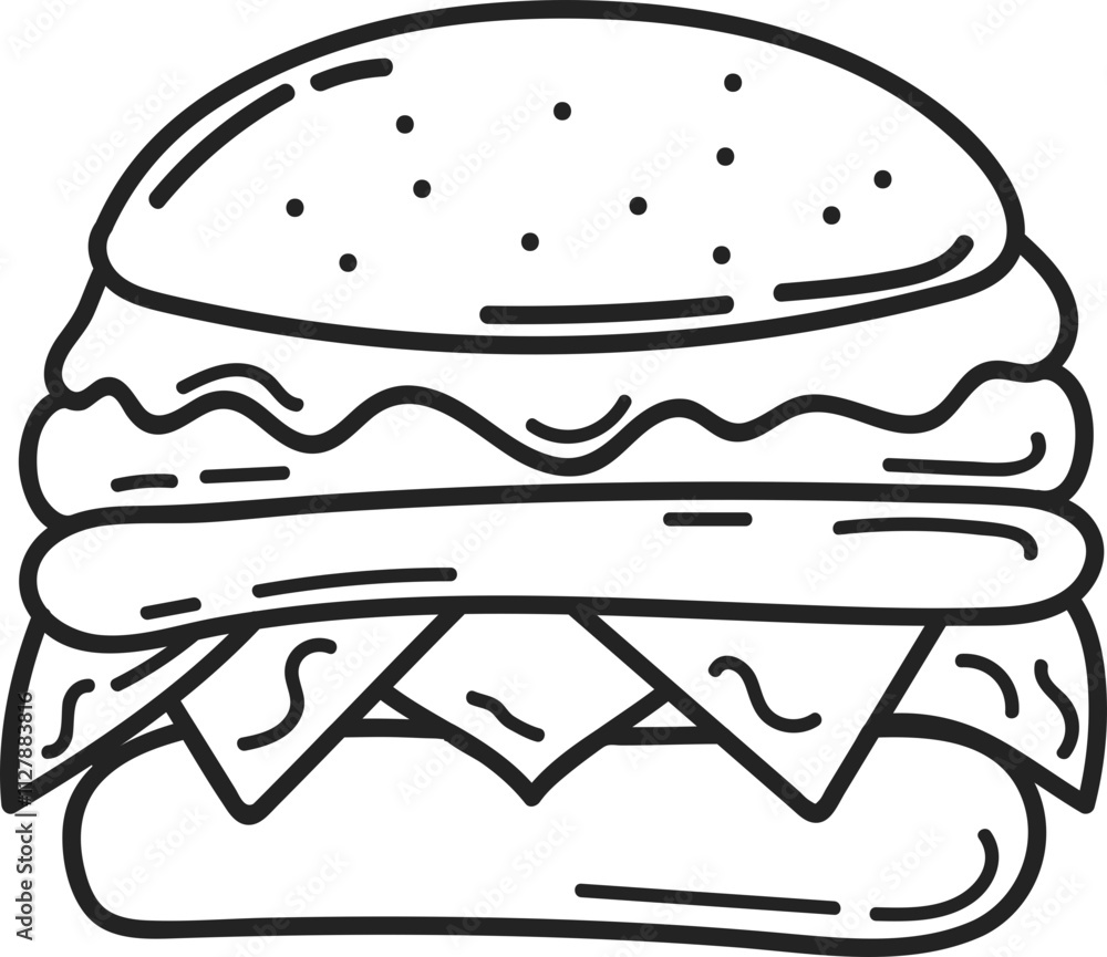 burger doodle food hand drawn illustration burger doodle food hand drawn illustration