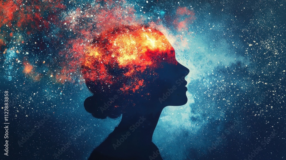 Creative Therapy Session for Mental Health Recovery and Personal Growth in Abstract Cosmic Environment Creative Therapy Session for Mental Health Recovery and Personal Growth in Abstract Cosmic Environment