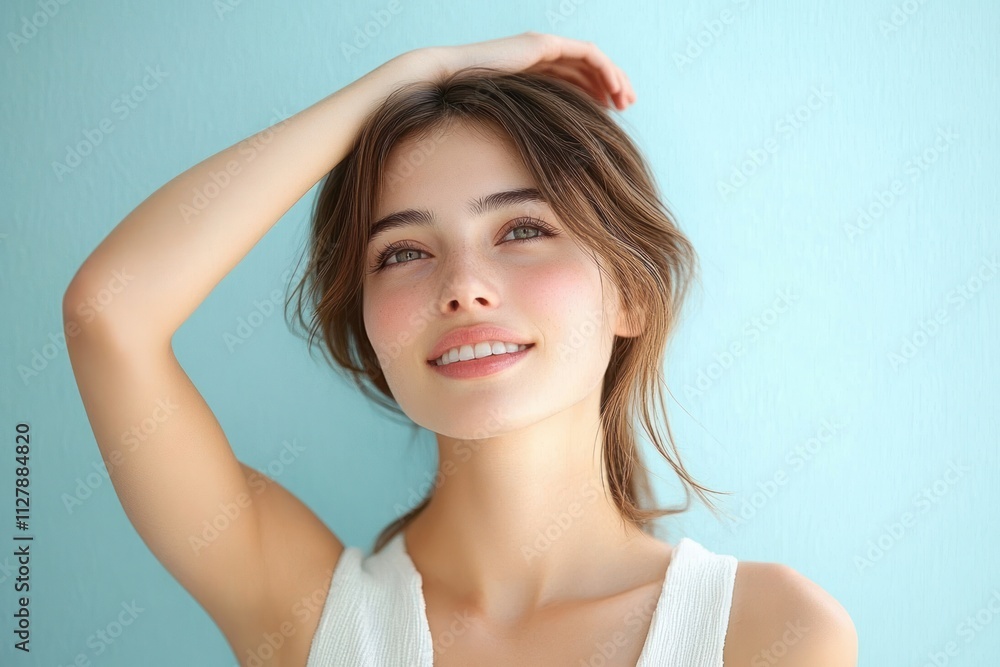 Skincare Woman Blue Background Skincare Woman Blue Background