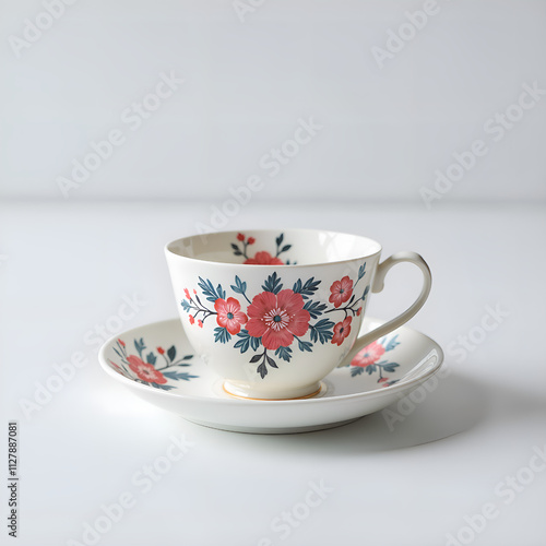 Wallpaper Mural Delicate floral tea cup and saucer on a minimalist surface, perfect for afternoon tea enthusiasts and home decor inspiration, photography of still life concept. Torontodigital.ca