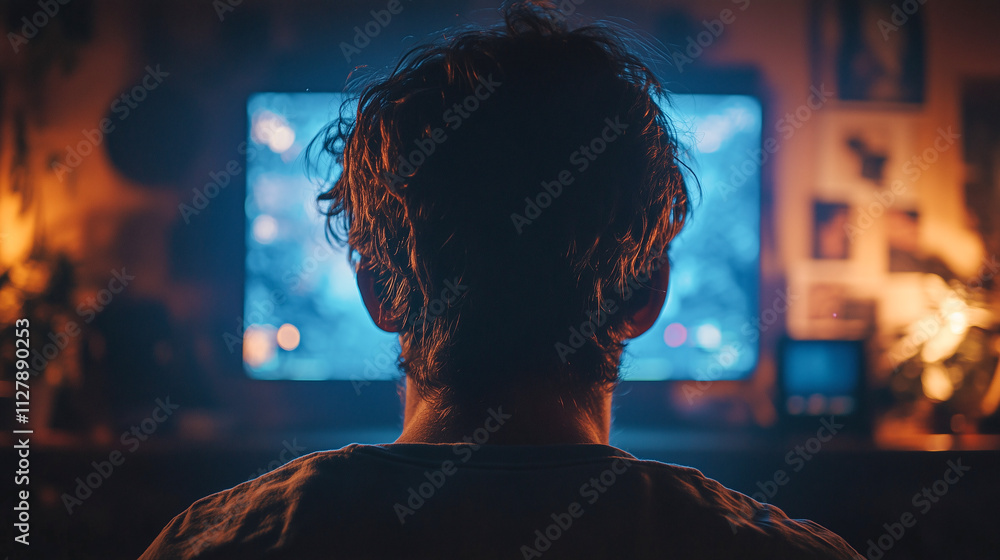 gamer focused on playing video games with a glowing screen in a dark room, immersive atmosphere gamer focused on playing video games with a glowing screen in a dark room, immersive atmosphere