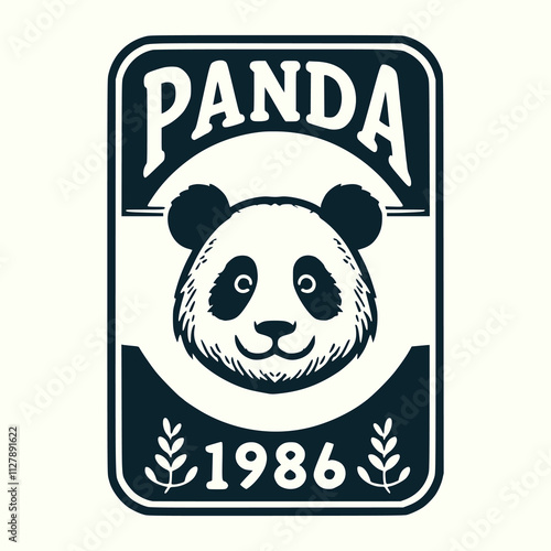 retro panda wild animal print poster vintage vector illustration template design