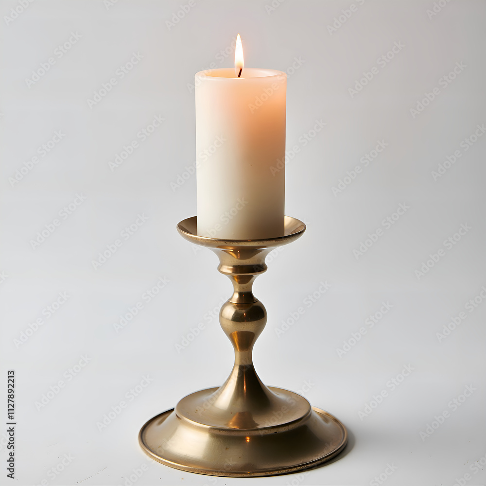 A gorgeous candle casting gentle light on a subtle background for tranquil atmosphere enhancement, photography of still life concept. A gorgeous candle casting gentle light on a subtle background for tranquil atmosphere enhancement, photography of still life concept.