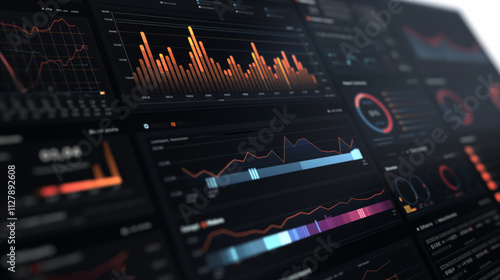 A sleek, modern digital dashboard featuring interactive graphs, charts, and data visualization. Ideal for analytics, business intelligence, or reporting concepts.