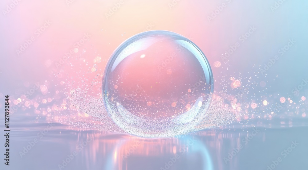 Translucent Bubble Floating in Soft Pastel Colors with Light Reflections Translucent Bubble Floating in Soft Pastel Colors with Light Reflections