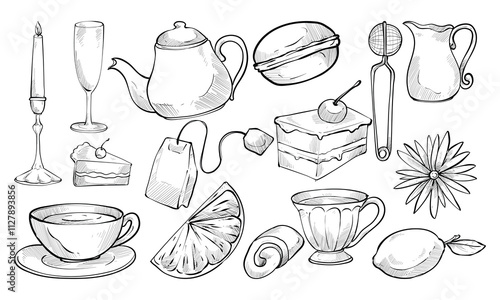 sparkling afternoon tea handdrawn collection