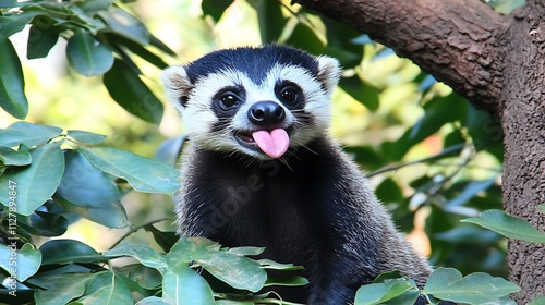 A clean white-style image of A photorealistic image of a anteater sticking out its tongue.  photo