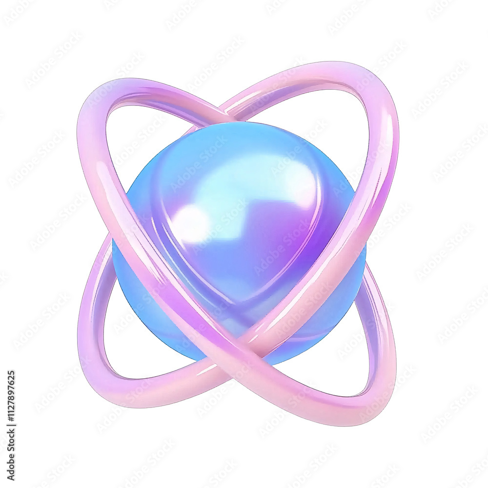 3D rendering of an atomic model glowing sphere against a white and transparent background. 3D rendering of an atomic model glowing sphere against a white and transparent background.