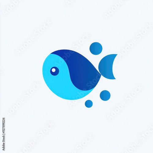 Abstract blue stylized fish logo design. photo