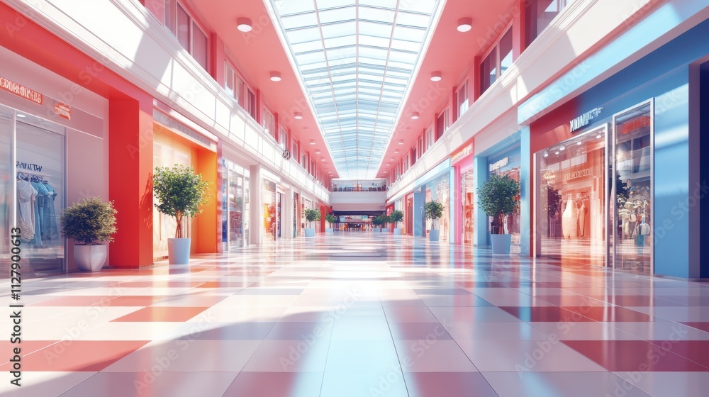 Interior view of a shopping mall center Interior view of a shopping mall center