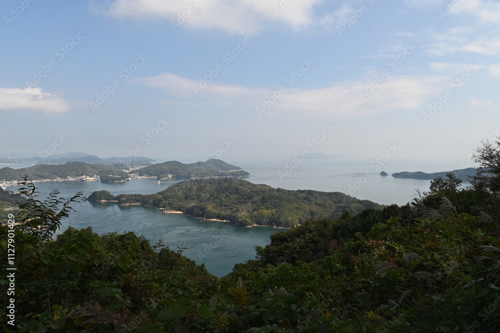 Fototapeta premium カレイ山展望台から望む瀬戸内海の絶景パノラマ
