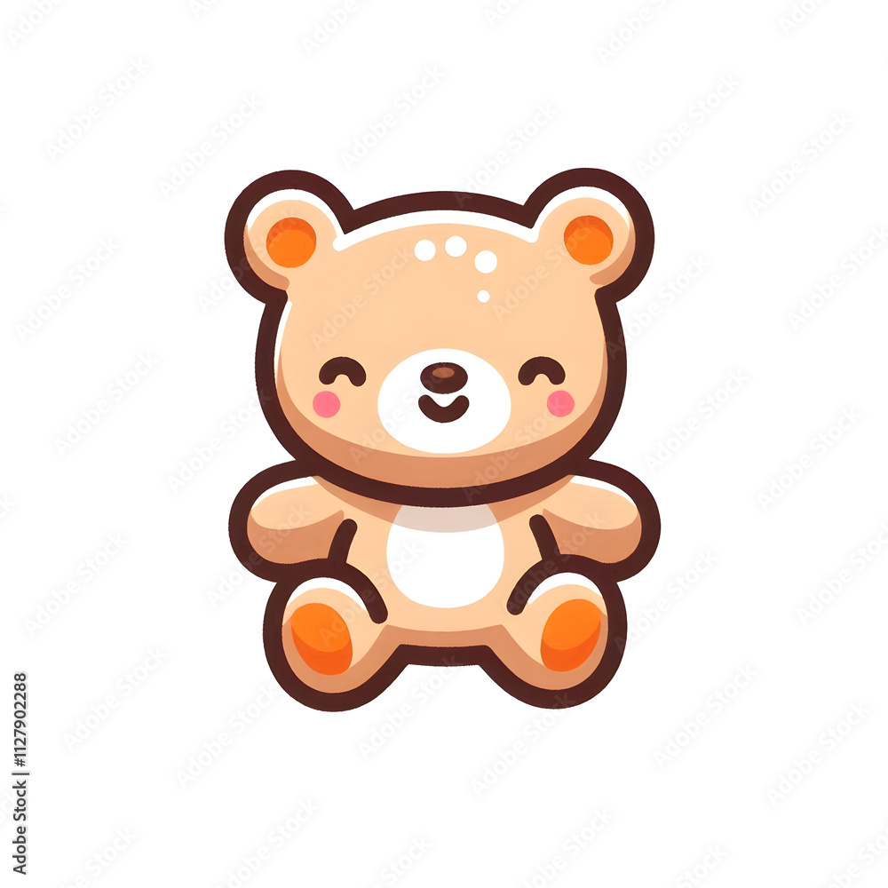 Fototapeta premium A cute teddy bear sitting with a heart, showing love and sweetness in a fun, cartoon-style illustration