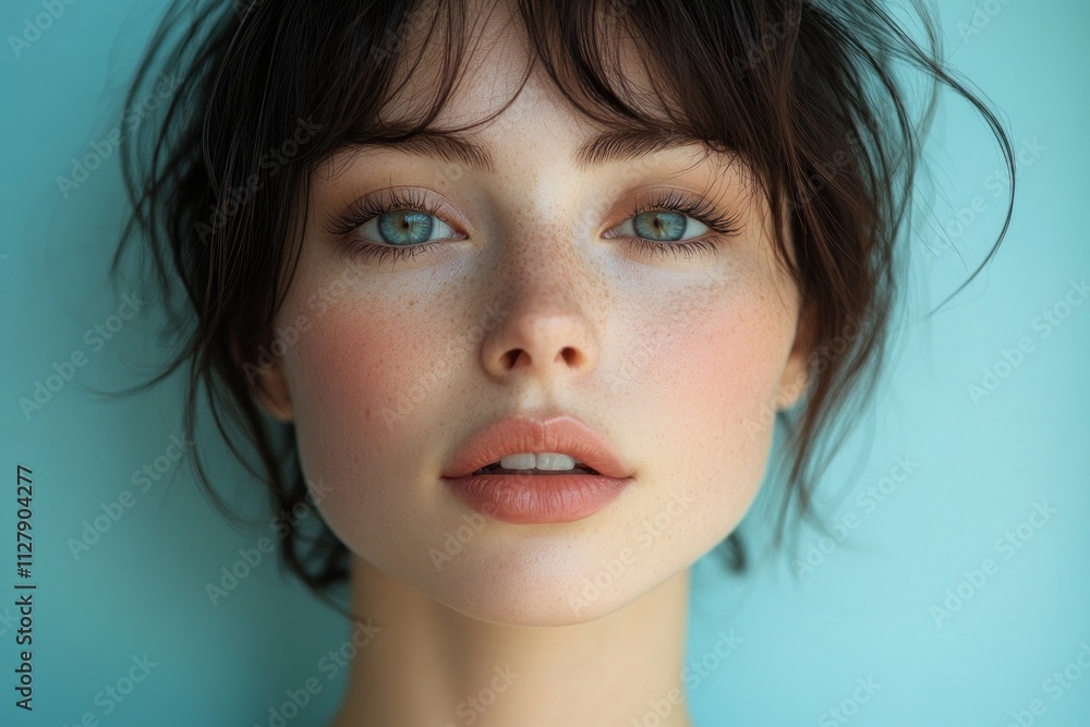 Skincare Woman Blue Background Skincare Woman Blue Background