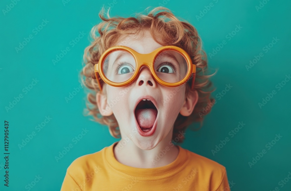 Amazed toddler boy with big glasses. Amazed toddler boy with big glasses.