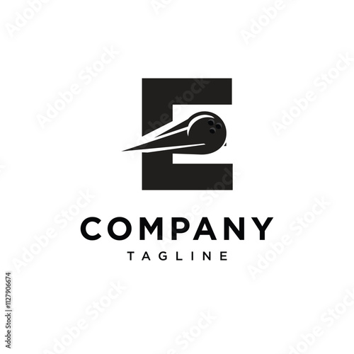 Letter E Bowling Logo Icon Vector