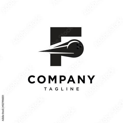 Letter F Bowling Logo Icon Vector