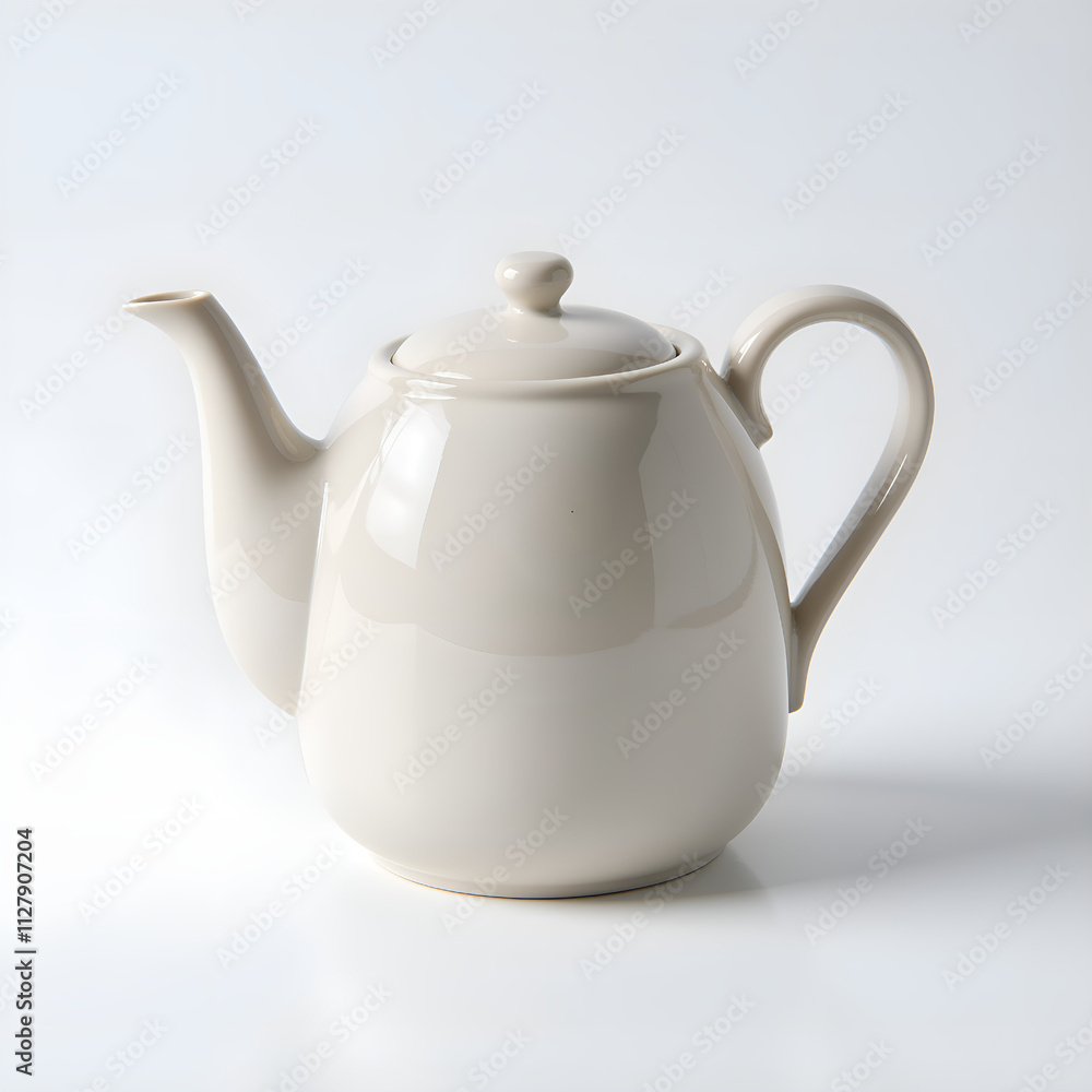 Simplistic beauty of a white ceramic teapot on a minimalist background, photography of still life concept. Simplistic beauty of a white ceramic teapot on a minimalist background, photography of still life concept.