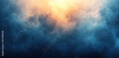 Blue Beige Gradient Background with Grainy Noise Texture and Glowing Light Effect for Graphic Design