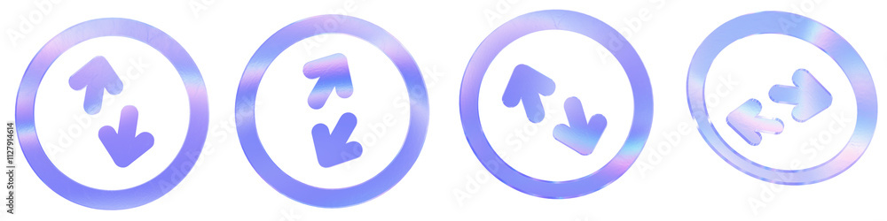 Set of 4 3d glass switch arrow outline shape with aberration effect isolated on a transparent background. Blue tone. 3d transparent elements for graphic design. Set of 4 3d glass switch arrow outline shape with aberration effect isolated on a transparent background. Blue tone. 3d transparent elements for graphic design.