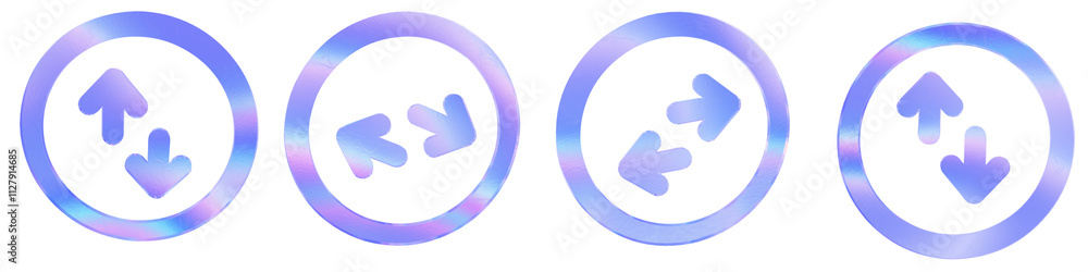 Set of 4 3d glass switch arrow outline shape with aberration effect isolated on a transparent background. Blue tone. 3d transparent elements for graphic design. Set of 4 3d glass switch arrow outline shape with aberration effect isolated on a transparent background. Blue tone. 3d transparent elements for graphic design.